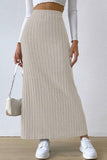 namcoverse Solid Color Slit Knitted Skirt