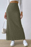 namcoverse Solid Color Slit Knitted Skirt