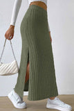 namcoverse Solid Color Slit Knitted Skirt