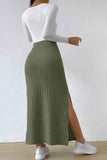 namcoverse Solid Color Slit Knitted Skirt