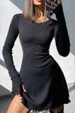 namcoverse Crew Neck Back Strap Long Sleeve Mini Dress