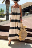 Namcoverse Bohemian Striped Print Beach Patchwork Sexy Sleeveless Dress