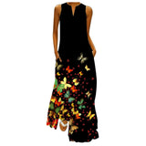 Namcoverse Fashion Star Print Elegant Sleeveless Print V Neck Party Maxi Dress