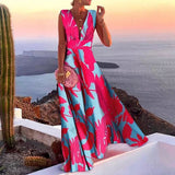 Namcoverse Elegant V Neck Party Sexy Sleeveless Beach Vintage Dress