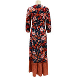 Namcoverse Fashionable Elegant Bohemian Floral V Neck Ruffle Beach Maxi Dress