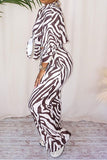 namcoverse Zebra Print Shirt Collar Stylish Pant Suit