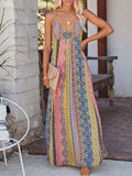 Namcoverse Trendy Elegant Boho Party Beach Vacation V Neck Printed Floral Maxi Dress