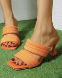 namcoverse Towel Texture Feminine Square Toe Sandals