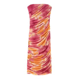 Namcoverse Trendy Crinkled Tulle Tie-Dye Bodysuit Backless Sexy Maxi Dress