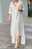 Namcoverse Fashion Casual Loose Stand Collar Slim Simple Cardigan Home Maxi Dress