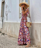 Namcoverse Fashion Retro Elegant V Neck Beach Sexy Casual Maxi Dress