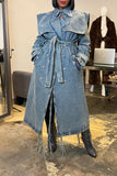 namcoverse Denim On-trend Denim Overcoat With Belt