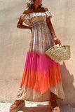 Namcoverse Vintage Tie-Dye Print Bohemian Sexy Backless Cutout Maxi Dress