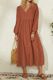 Namcoverse Women's Fashion Solid Color Casual Party Cotton Long Sleeve Maxi Dress