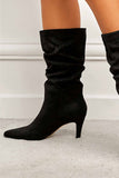 namcoverse Suede Pointed Toe Pleated Stiletto Heels Ankle Boots