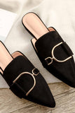 namcoverse Suede Pointed Metal Buckle Mule Slides