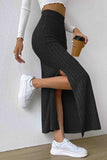 namcoverse Solid Color Slit Knitted Skirt