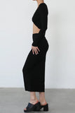 namcoverse Solid Long Sleeve Twisted-Front Skirt Set