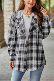 namcoverse Hooded Plaid Button Up Blouse