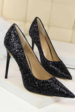 namcoverse Pointed Toe Sequined High Heels