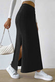 namcoverse Solid Color Slit Knitted Skirt