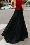 namcoverse Solid Color High Waist Pleated Maxi Skirt