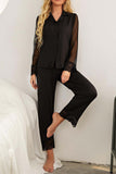 namcoverse Lace Mesh Long Sleeve Long Pant Pajama Set