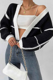 namcoverse Long Sleeve Open-Front Patchwork Knit Cardigan