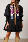 namcoverse Lapel Button Up Sequin Tiered Mini Dress