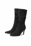 namcoverse Suede Pointed Toe Pleated Stiletto Heels Ankle Boots