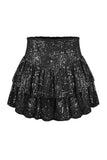 namcoverse Solid Sequined Pleated Tiered Mini Skirt