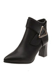 namcoverse Solid Color Pointed Toe Buckle Ankle Boots