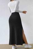 namcoverse Solid Color Slit Knitted Skirt