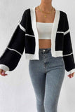 namcoverse Long Sleeve Open-Front Patchwork Knit Cardigan