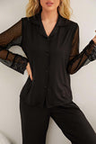 namcoverse Lace Mesh Long Sleeve Long Pant Pajama Set