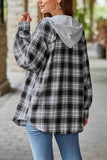namcoverse Hooded Plaid Button Up Blouse