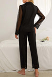 namcoverse Lace Mesh Long Sleeve Long Pant Pajama Set