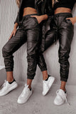 namcoverse Drawstring Pocket Leather Jogger Pants