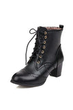 namcoverse Pointed Toe Lace Up Cutout Ankle Boots