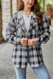 namcoverse Hooded Plaid Button Up Blouse
