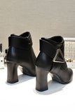 namcoverse Solid Color Pointed Toe Buckle Ankle Boots