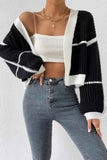 namcoverse Long Sleeve Open-Front Patchwork Knit Cardigan