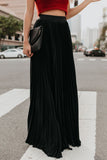 namcoverse Solid Color High Waist Pleated Maxi Skirt