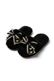 namcoverse Bow Heart Slip-on Fuzzy Slippers