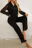 namcoverse Lace Mesh Long Sleeve Long Pant Pajama Set