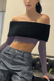 namcoverse Long Sleeve Off Shoulder Neckless Short Top