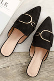 namcoverse Suede Pointed Metal Buckle Mule Slides