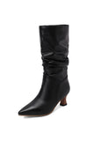 namcoverse Pointed Toe Pleated Knee High Boots