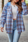namcoverse Hooded Plaid Button Up Blouse