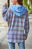 namcoverse Hooded Plaid Button Up Blouse